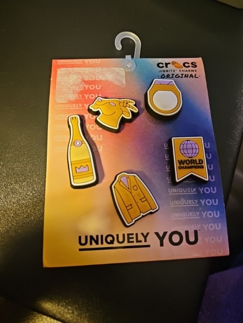 Uniquely You Crocs Jibbitz Charms 5 Winner Collection GOAT Champ Ring Bottle